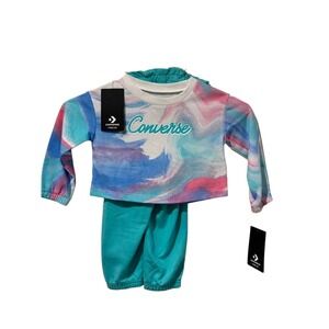 Converse Toddler Girls 24M 2-Piece Set Sweatshirt Joggers Light Aqua NWT